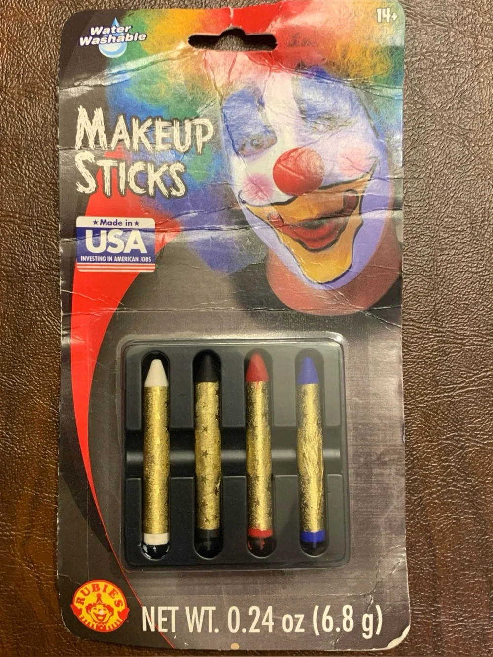 Rubie's Gold Makeup Sticks Set — White, Black, Red, Blue Halloween New in Box